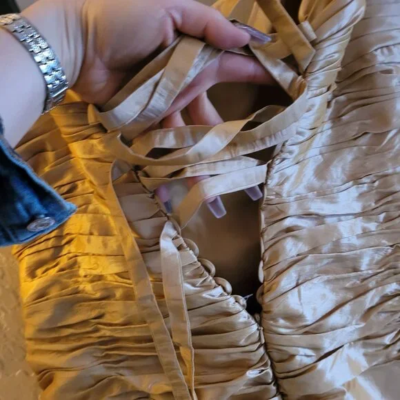 Lenovia Strapless Gold Ruched Gown size XL - Picture 5 of 9